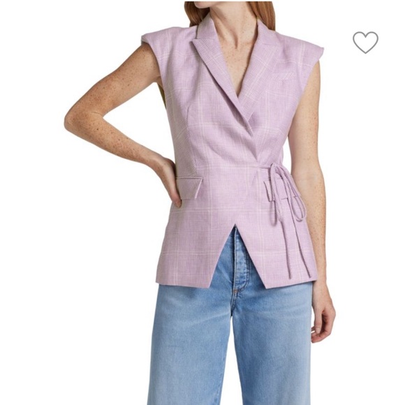 Veronica Beard Purple Linen Blend Vest - The Geraldine Linen Vest Size 8 - Picture 3 of 10